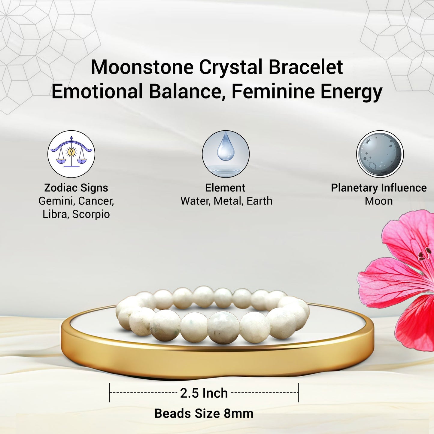 Moonstone Bracelet For New Beginning-(8mm)