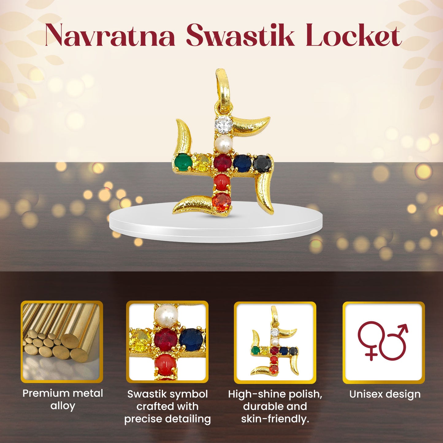 Navratna Swastik Locket