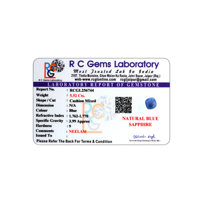 Neelam (Blue Sapphire) 5.52 Cts.