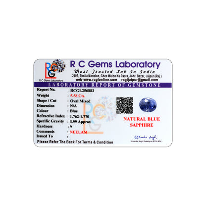 Neelam (Blue Sapphire) 5.58 Cts.