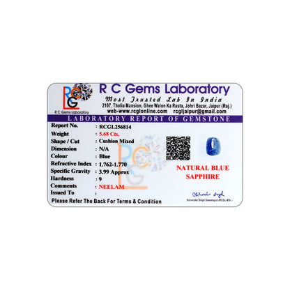 Neelam (Blue Sapphire) 5.68 Cts.