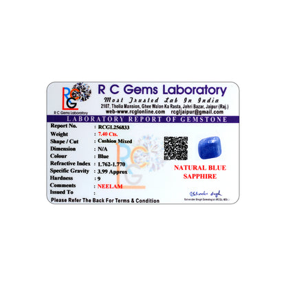 Neelam (Blue Sapphire) 7.40 Cts