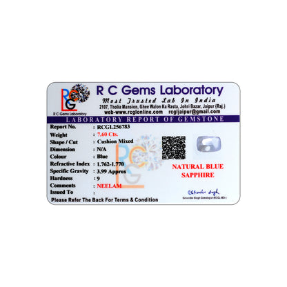 Neelam (Blue Sapphire) 7.60 Cts