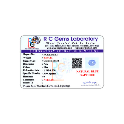 Neelam (Blue Sapphire) 8.25 Cts