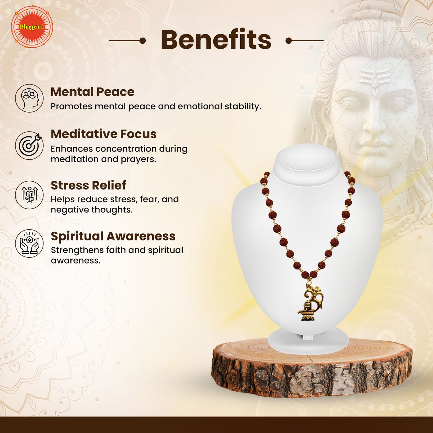 Om Shiva Shivling Rudraksha Mala