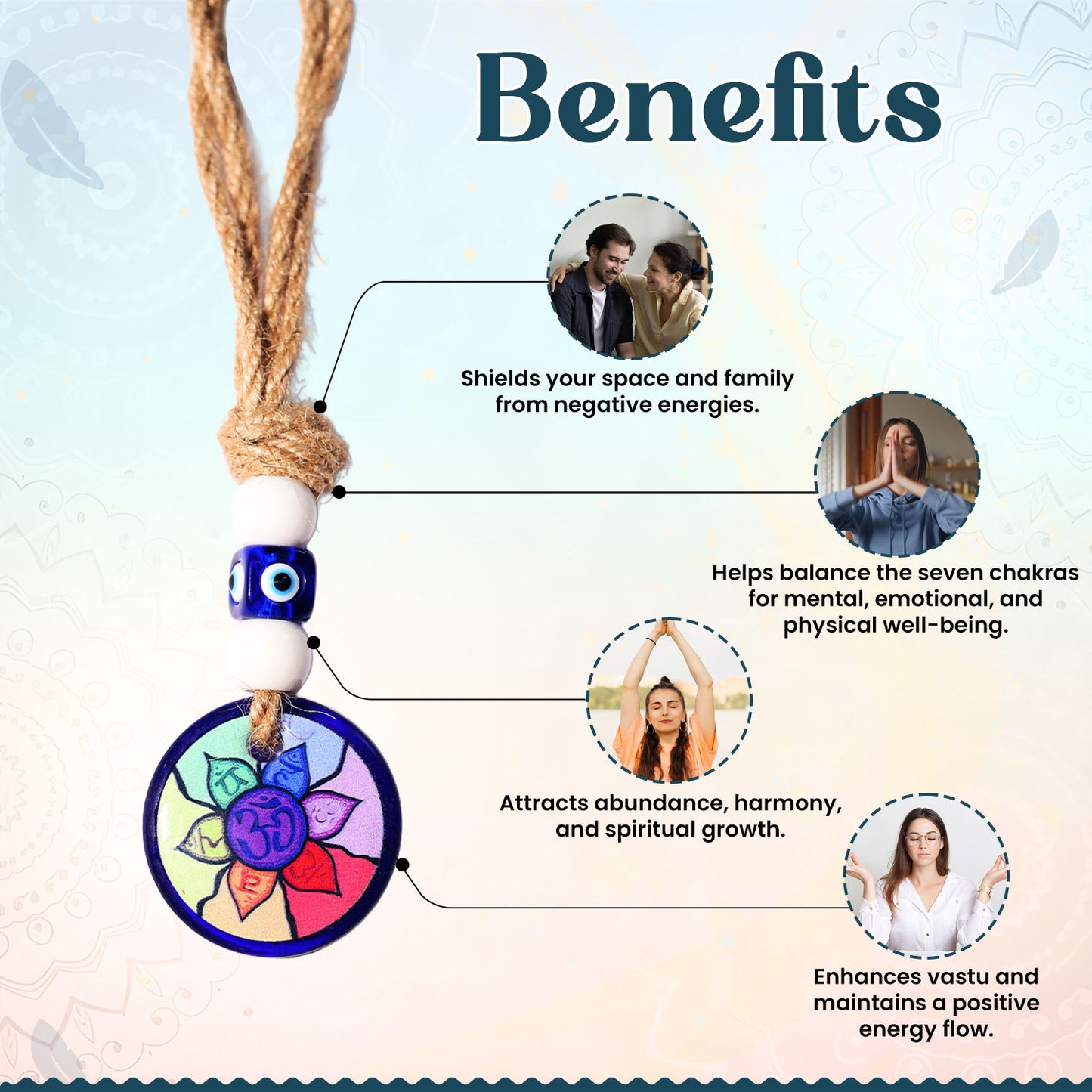 Om Seven Chakra Evil Eye Hanging