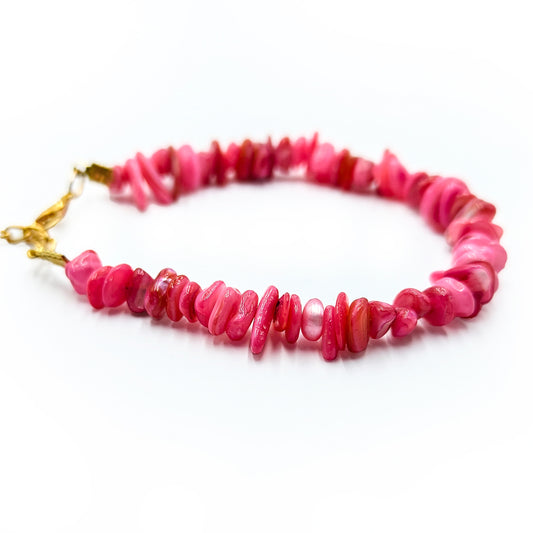 Pink Mother of Pearl Chips Bracelet