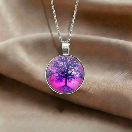 Purple Crystal Tree Pendant