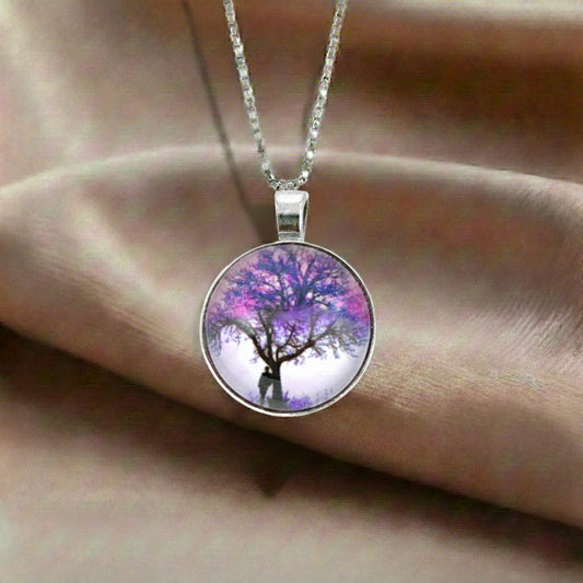 Purple Tree of Life Crystal Pendant