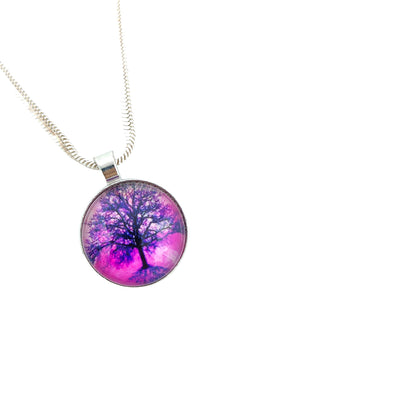 Purple Crystal Tree Pendant