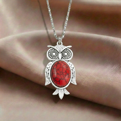 Red Garnet Owl Pendant