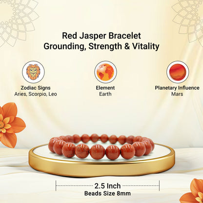 Red Jasper Bracelet For Grounding-(8mm)