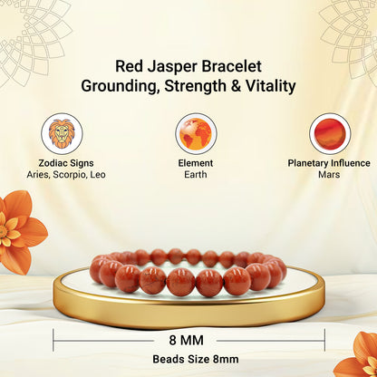 Red Jasper Bracelet For Grounding-(8mm)