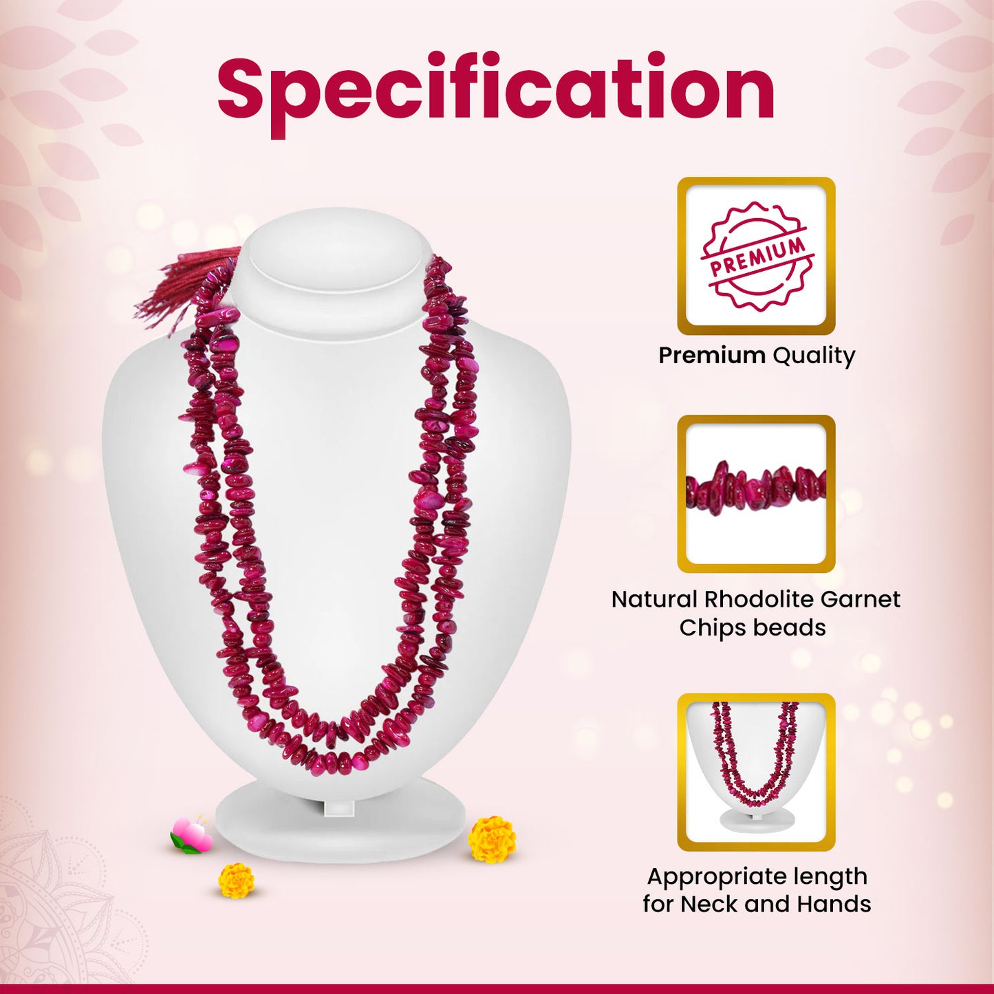 Rhodolite Garnet Chips Mala