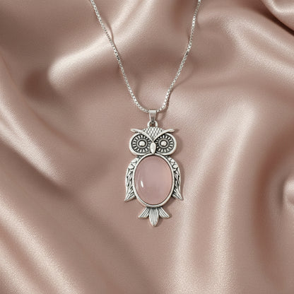 Rose Quartz Owl Pendant