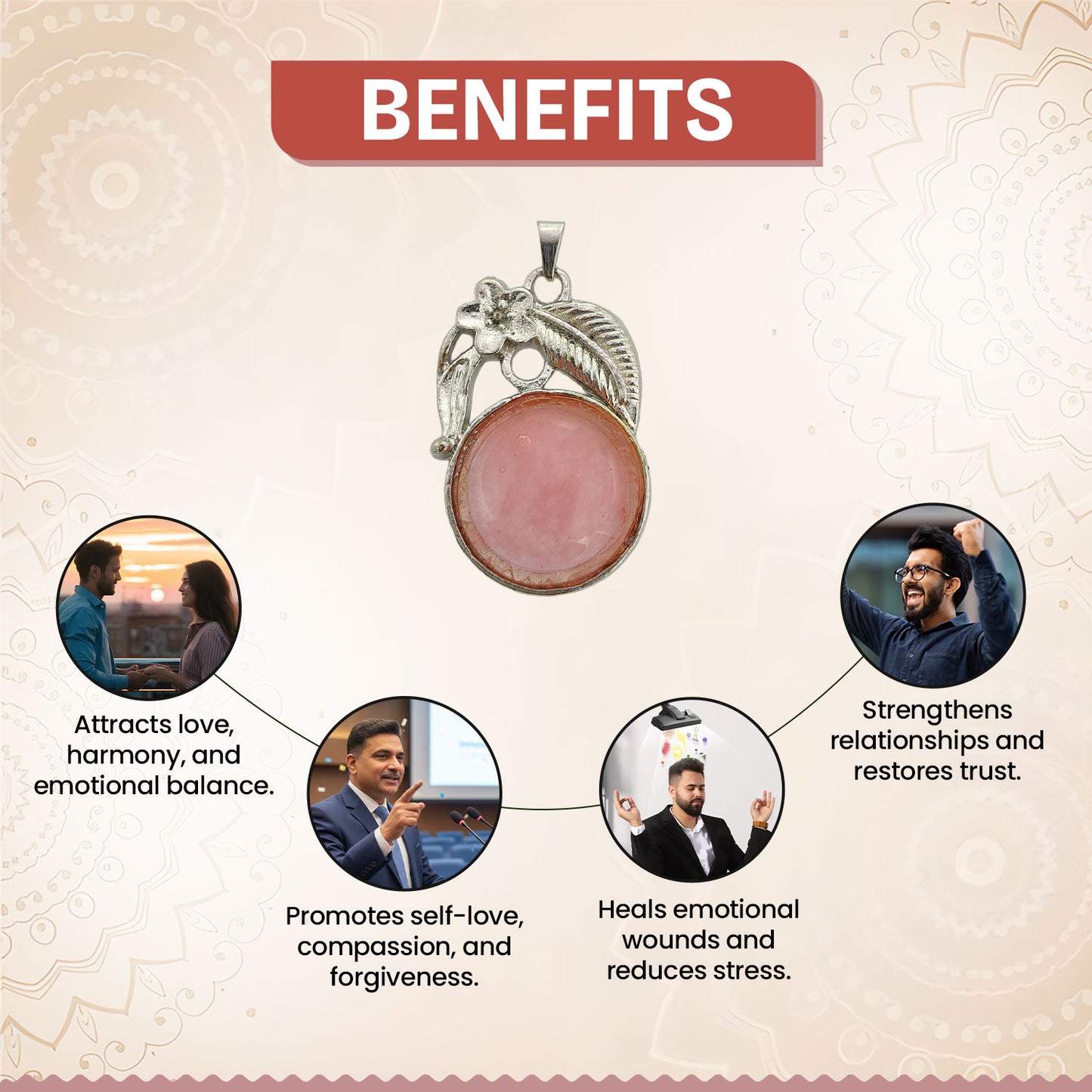 Rose Quartz Round Crystal Pendant