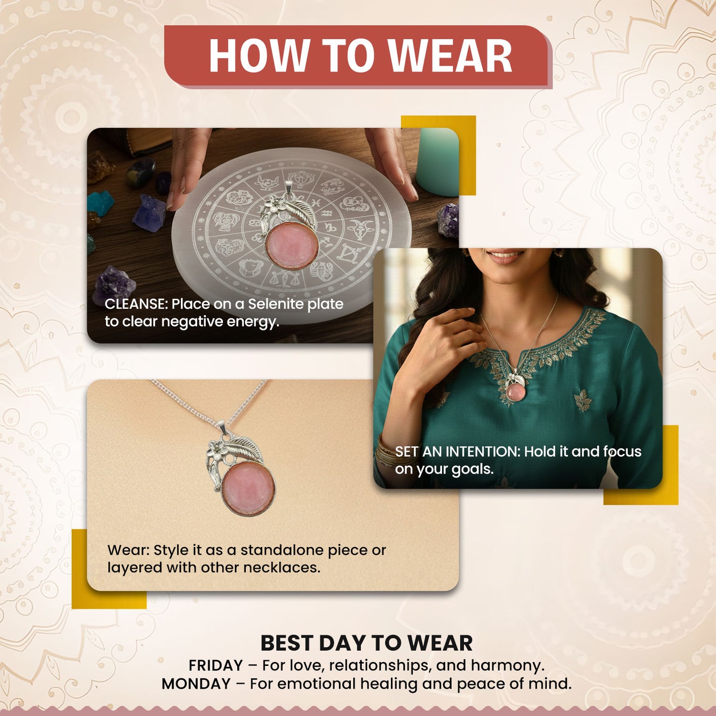 Rose Quartz Round Crystal Pendant