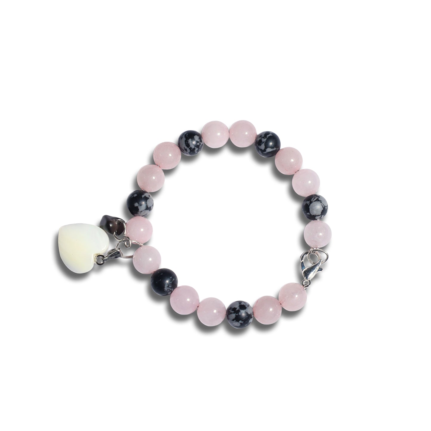 Rose Quarts & Snow Flake Obsidian Bracelet