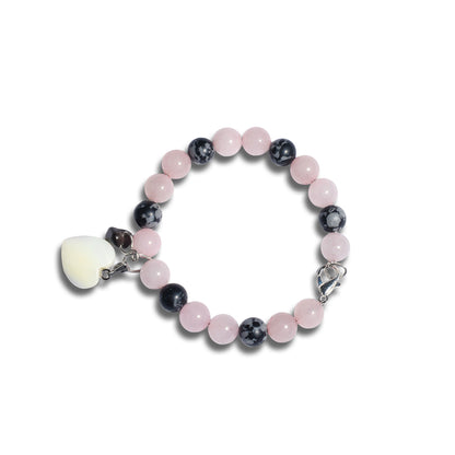 Rose Quarts & Snow Flake Obsidian Bracelet