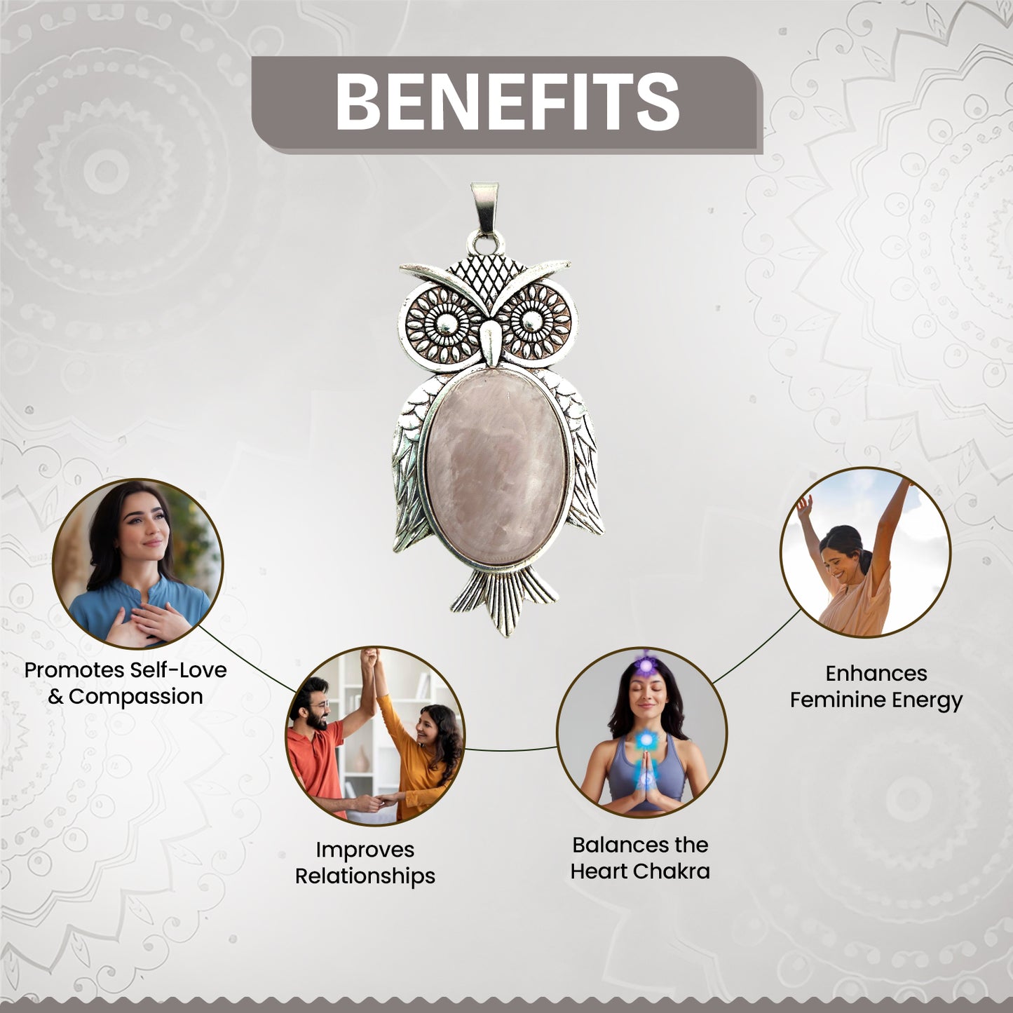 Rose Quartz Owl Pendant