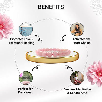 Rose quartz Bracelet For Unconditional Love-(8mm)