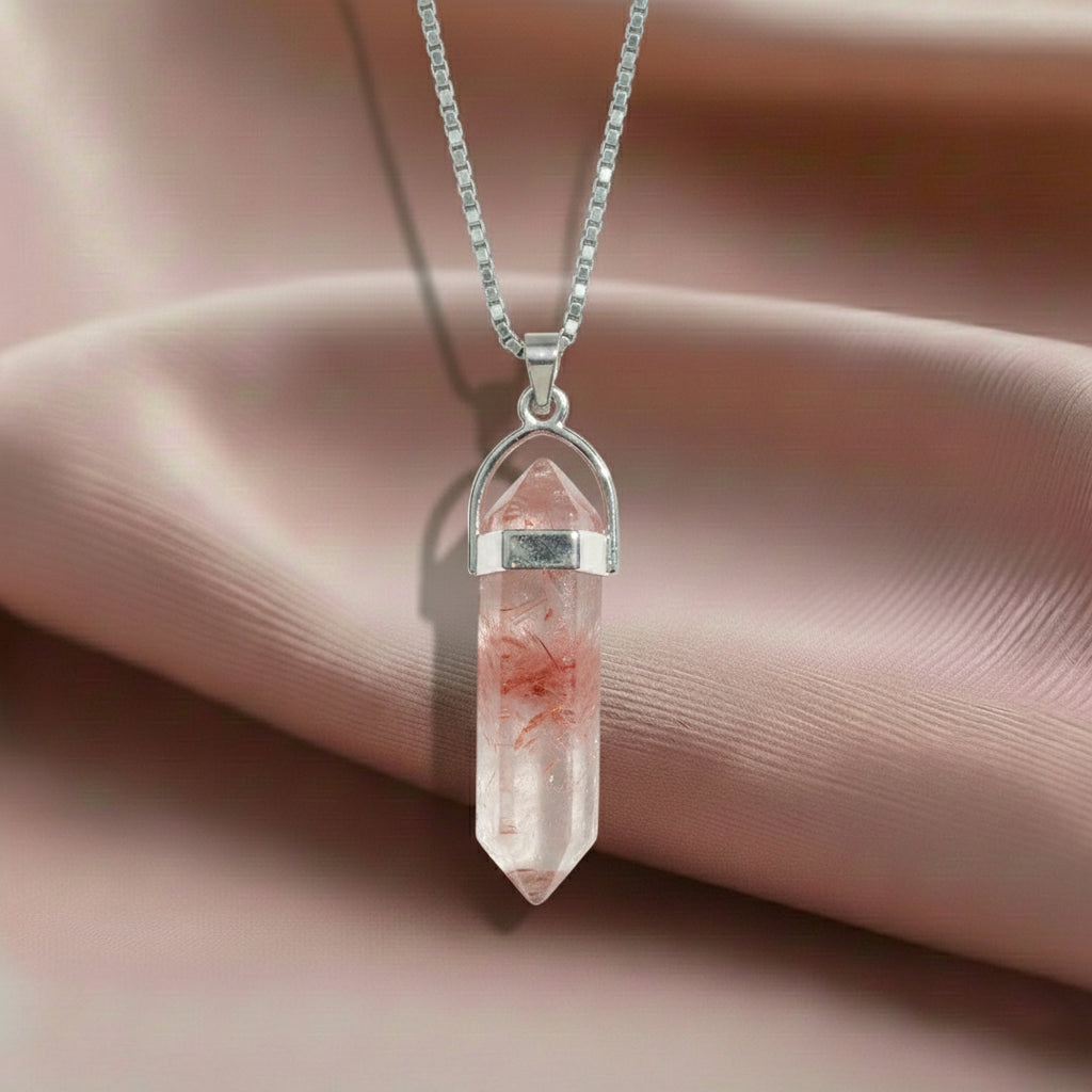 Ruby Quartz Crystal Candle Pendant