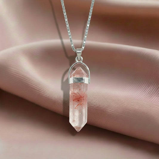 Ruby Quartz Crystal Candle Pendant