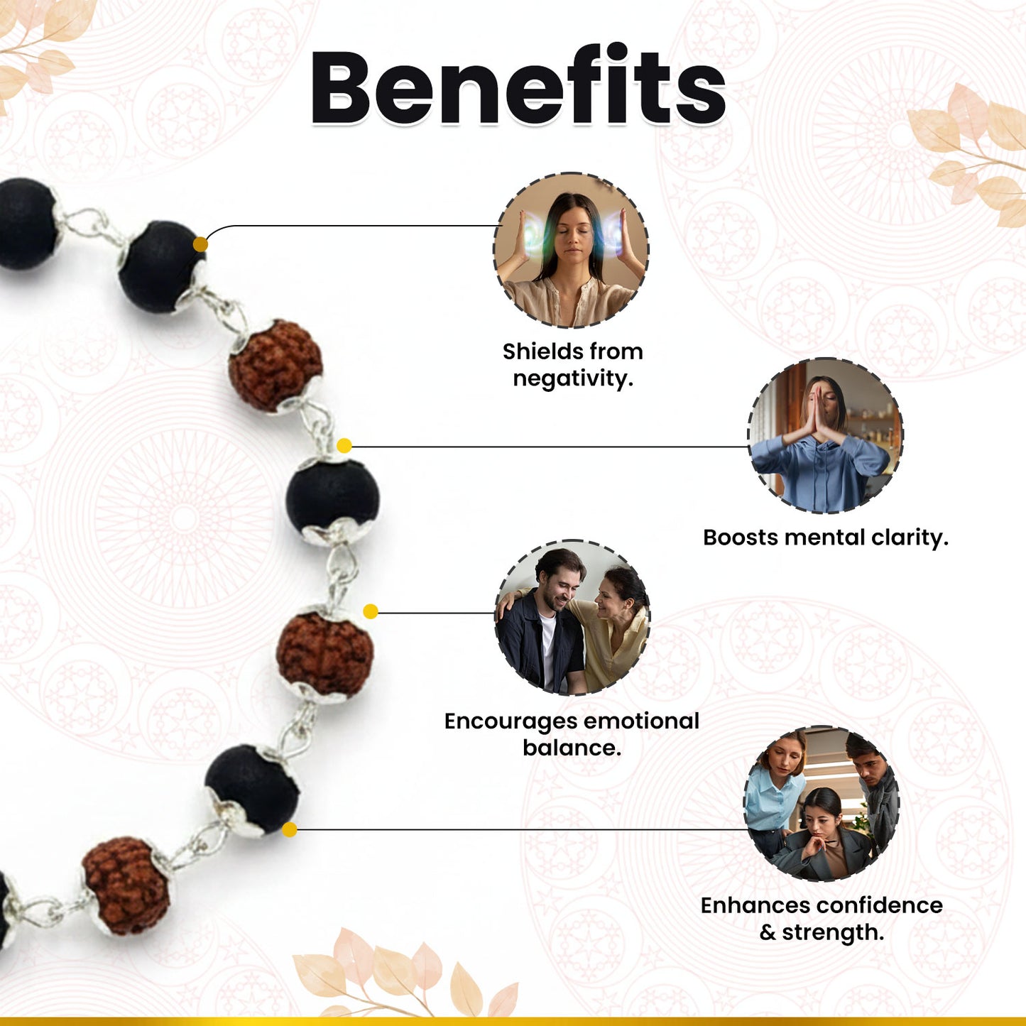 Rudraksha Karungali Silver Capping Bracelets