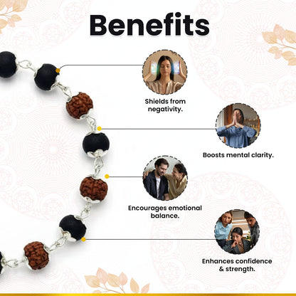 Rudraksha Karungali Silver Capping Bracelets