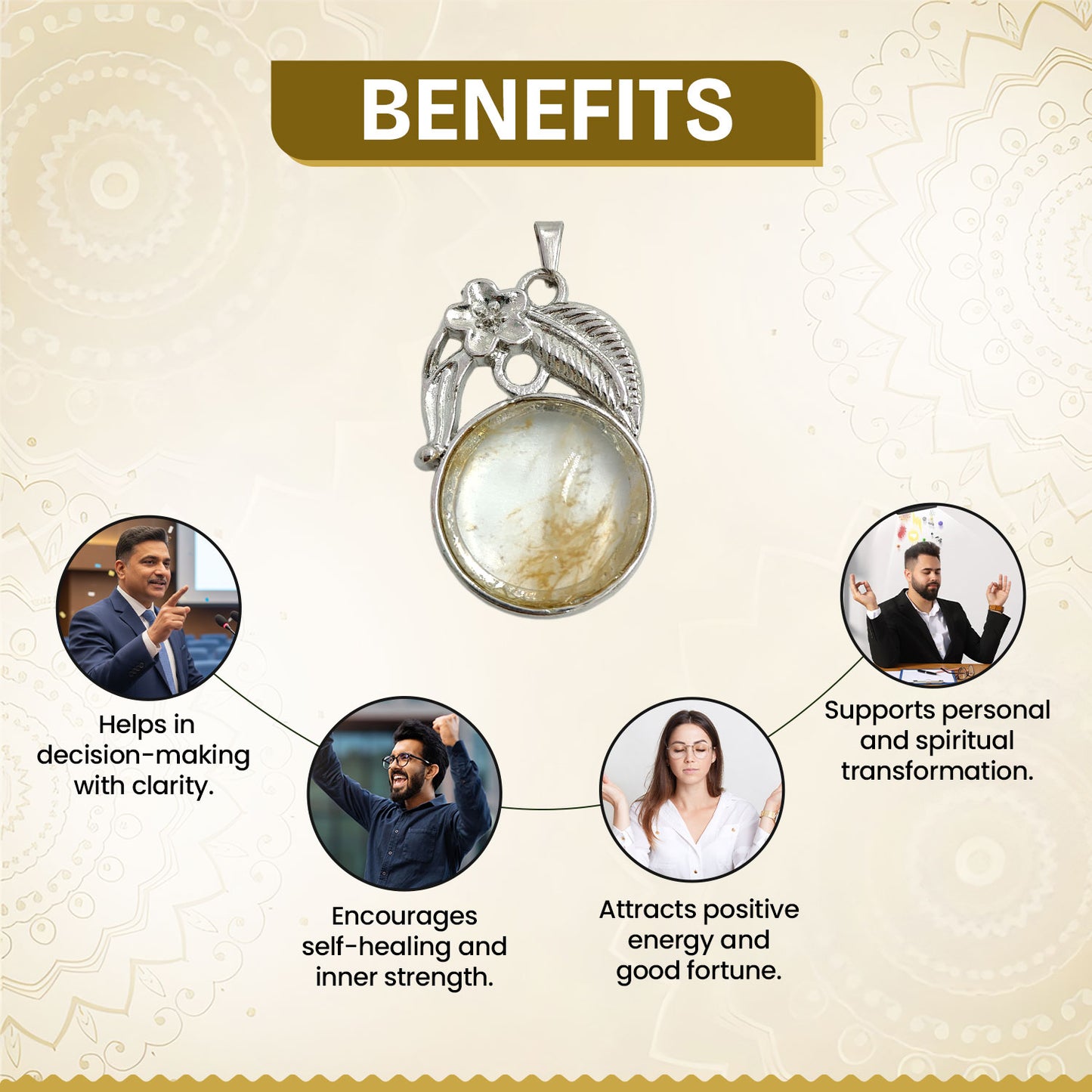 Rutile Crystal Round Pendant