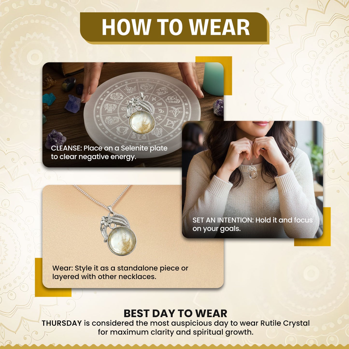 Rutile Crystal Round Pendant