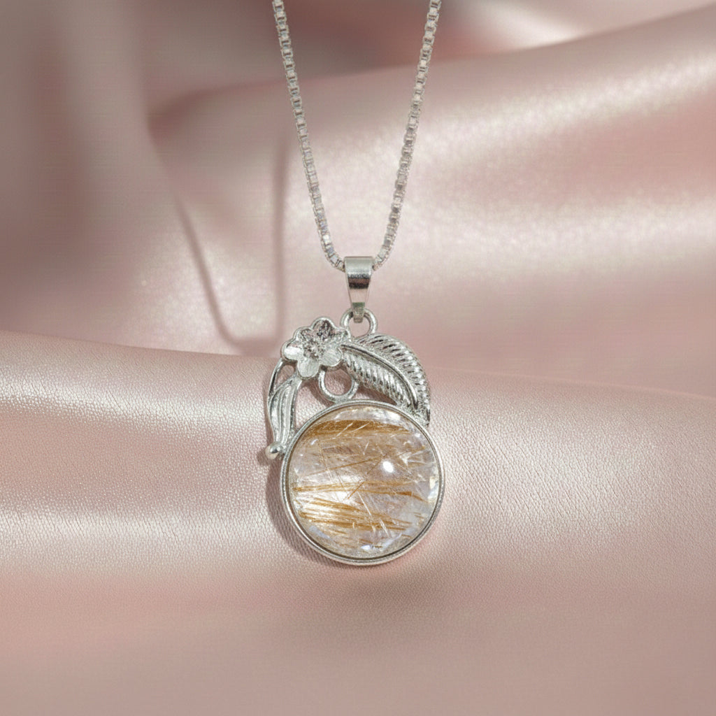 Rutile Crystal Round Pendant