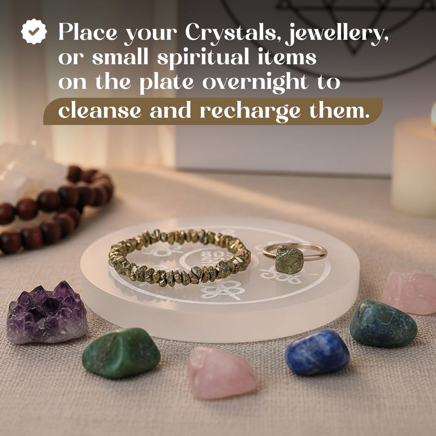 Selenite Zibu Symbols Plate