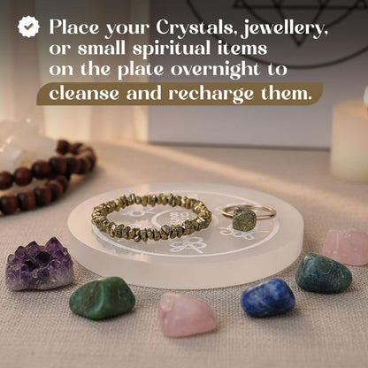 Selenite Zibu Symbols Plate