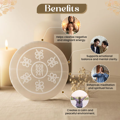 Selenite Zibu Symbols Plate