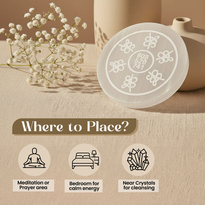Selenite Zibu Symbols Plate