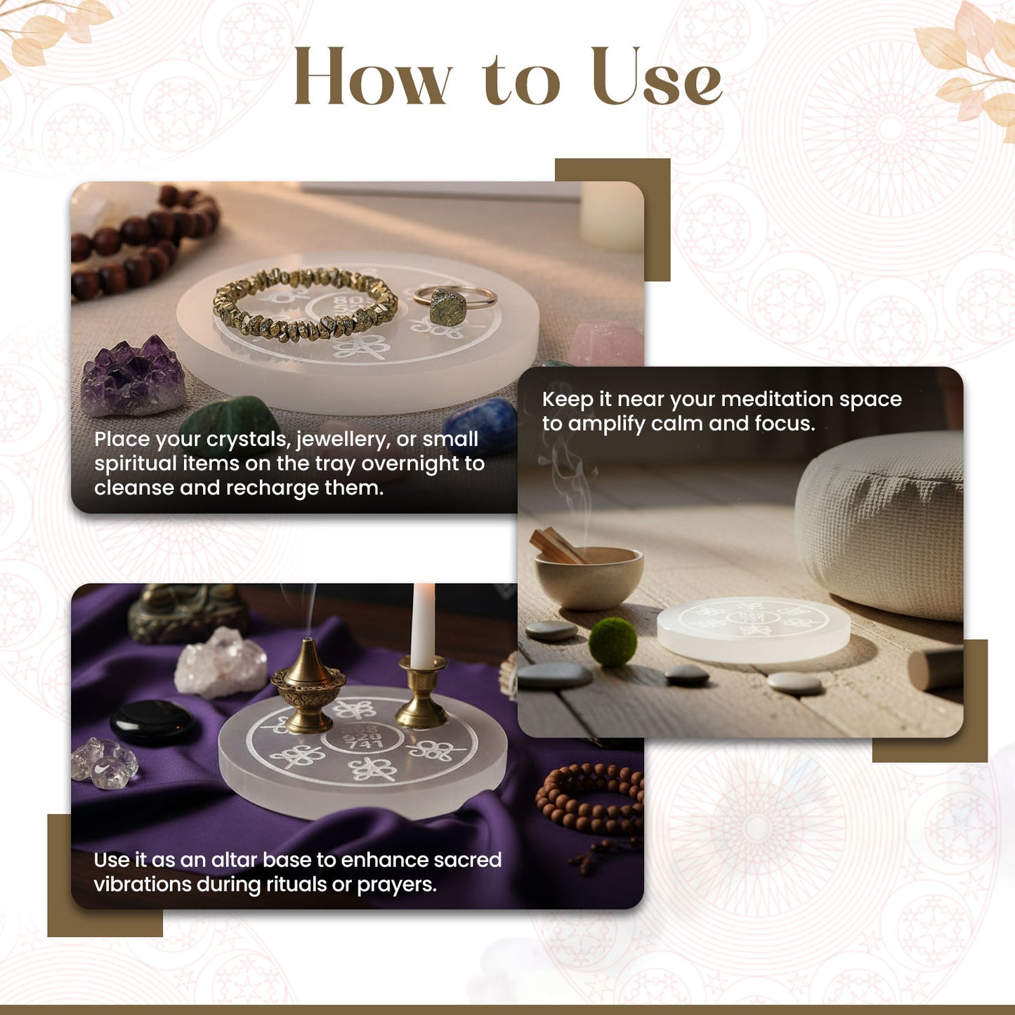 Selenite Zibu Symbols Plate