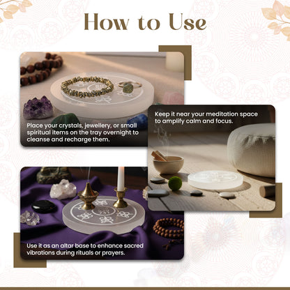 Selenite Zibu Symbols Plate