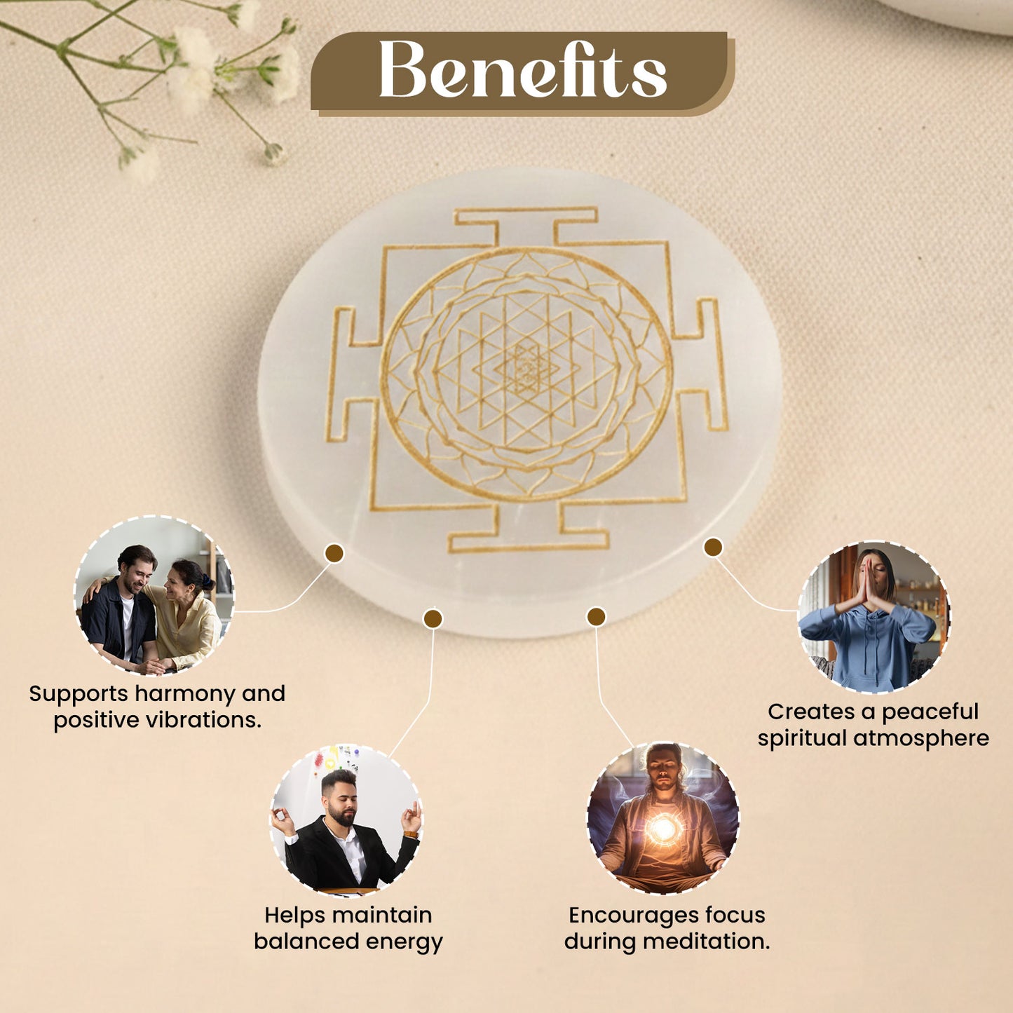 Shree Yantra Selenite Plate