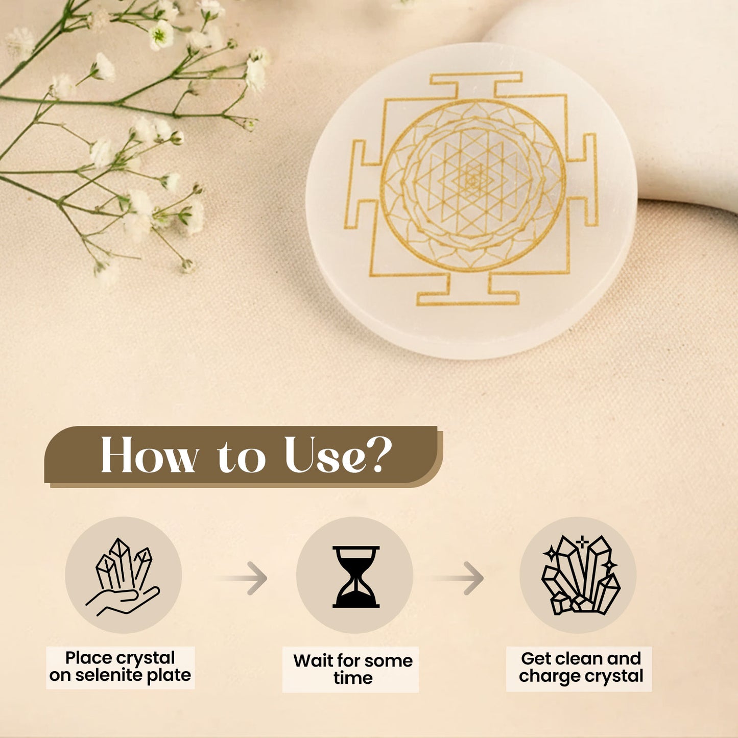 Shree Yantra Selenite Plate