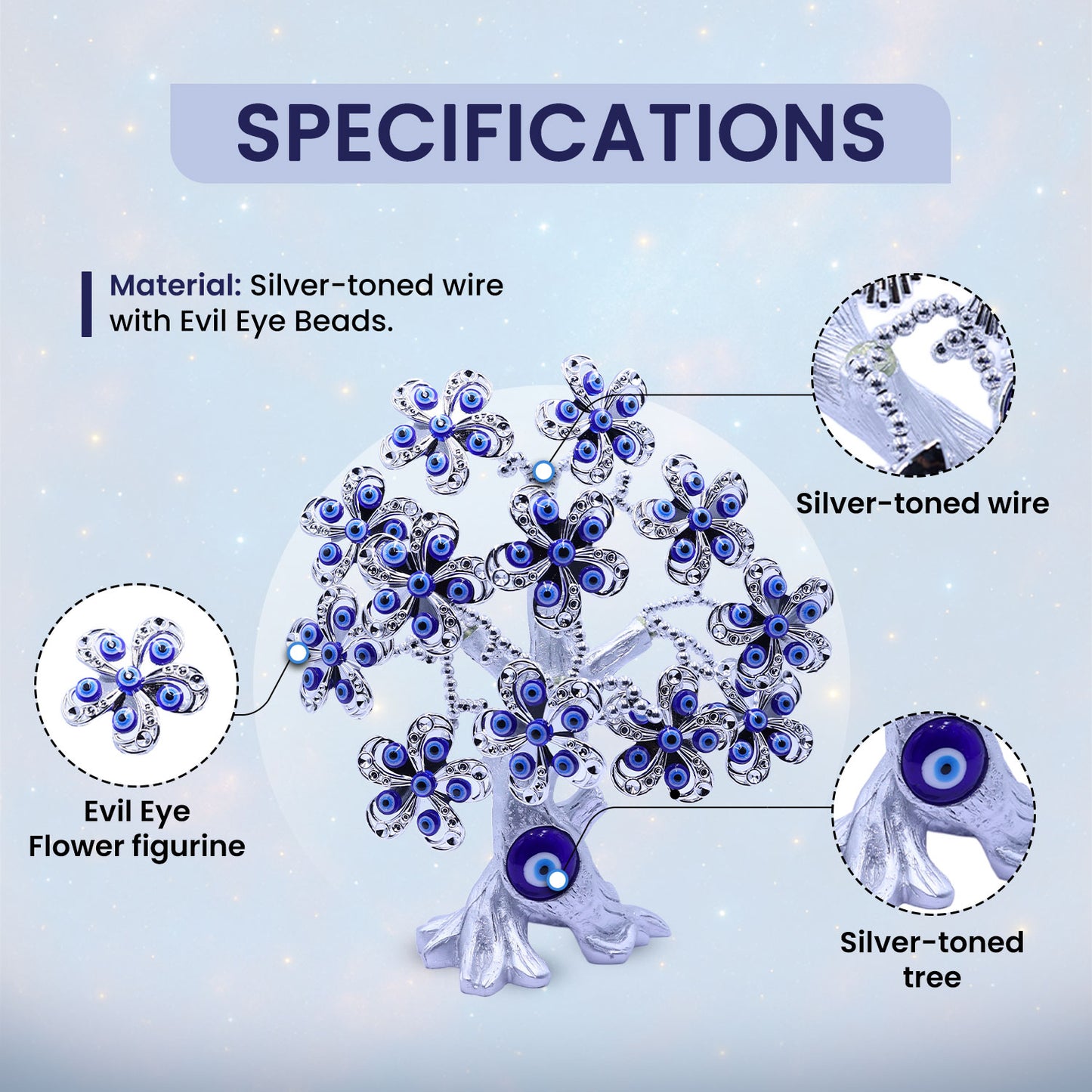 Silver Flower Evil Eye Tree