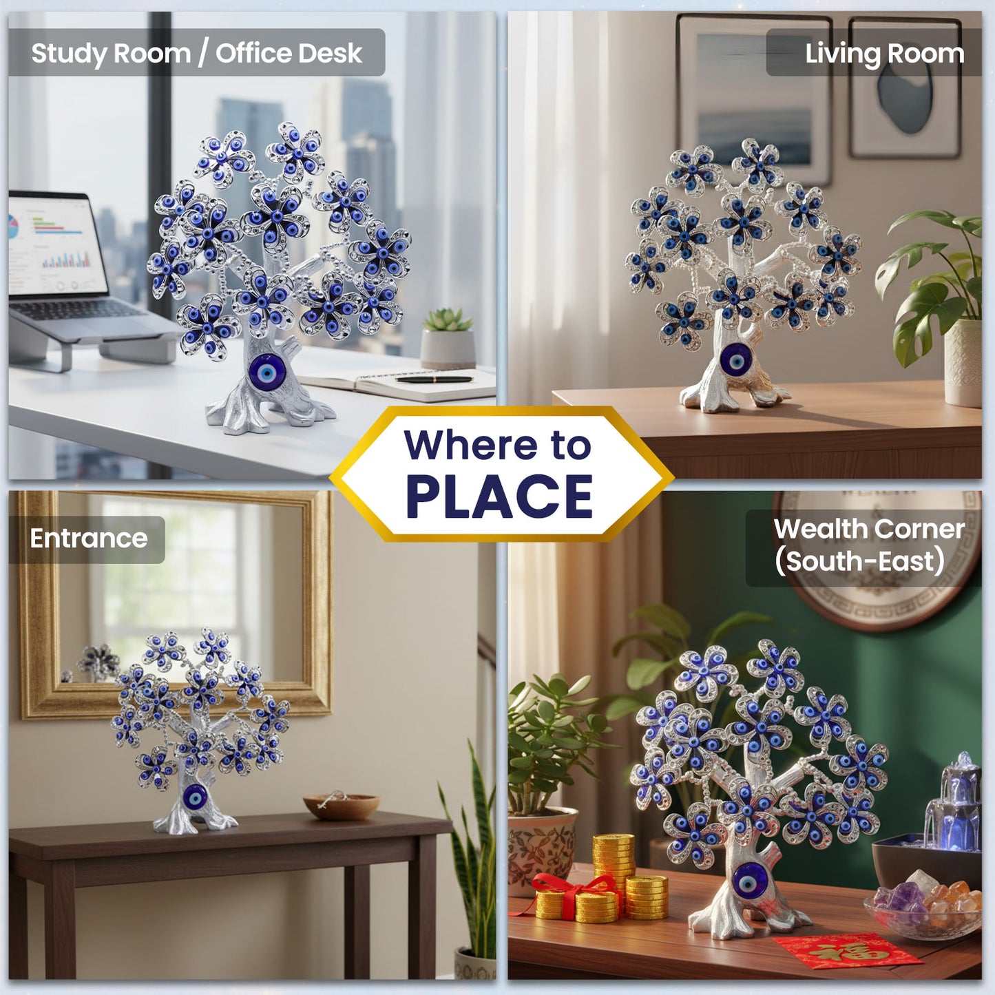 Silver Flower Evil Eye Tree