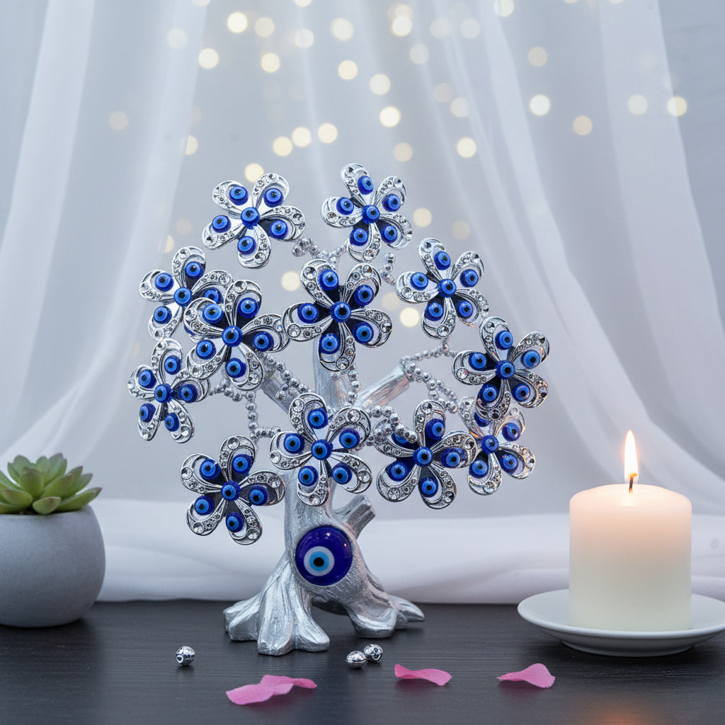 Silver Flower Evil Eye Tree