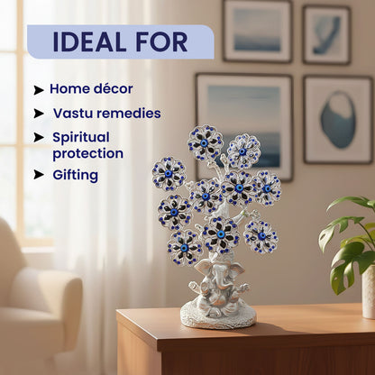 Silver Ganpati Evil Eye Tree