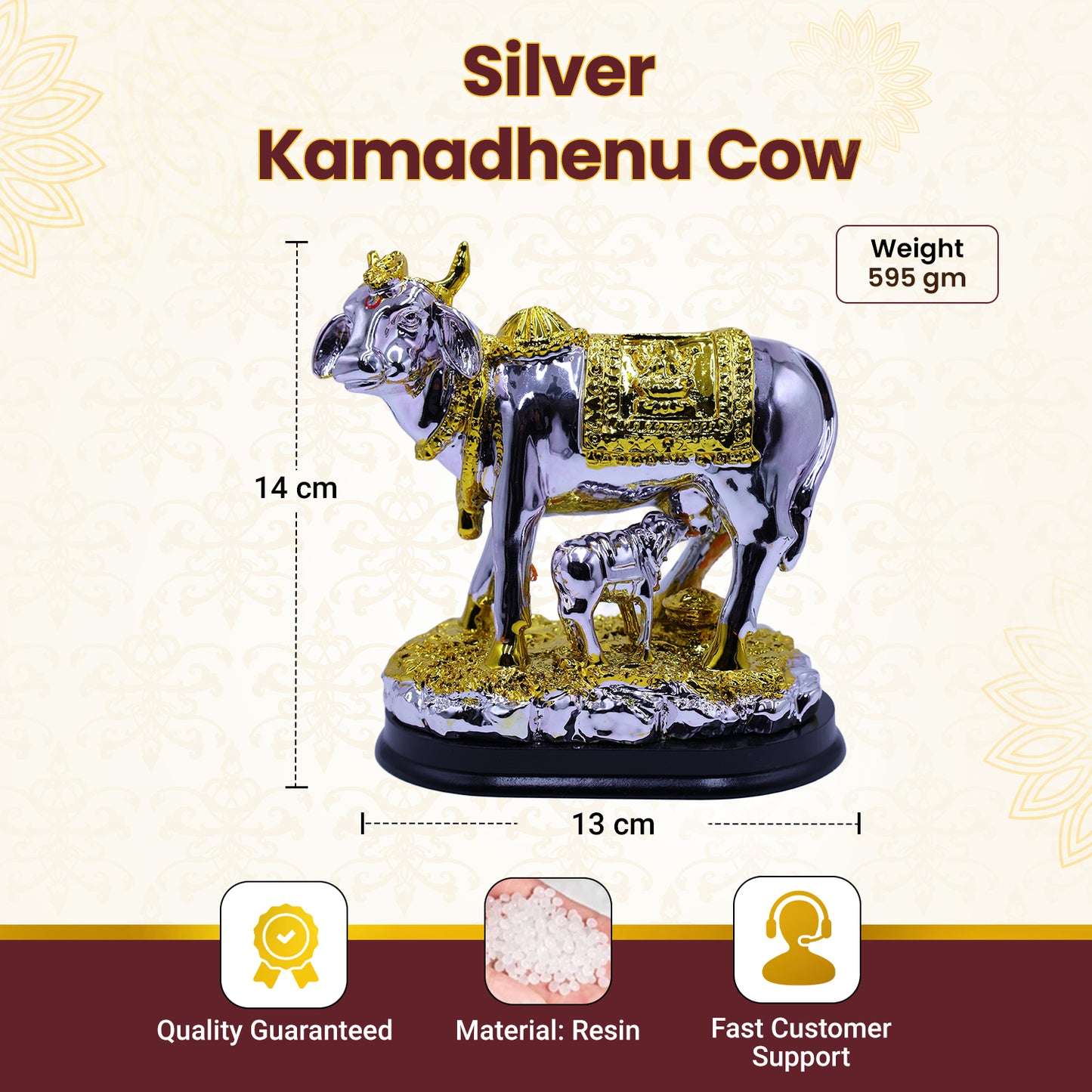 Silver Kamadhenu Cow