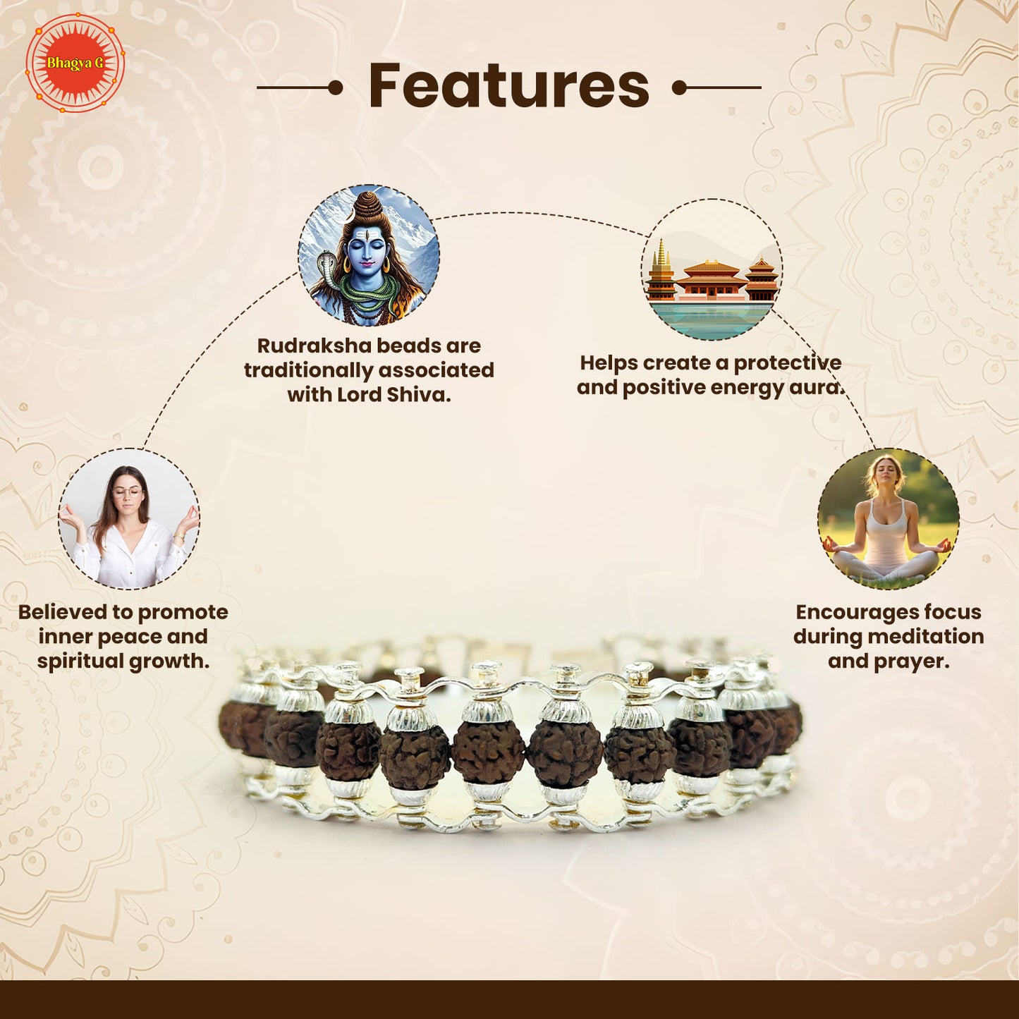 Silver Plated Rudraksha Bracelet