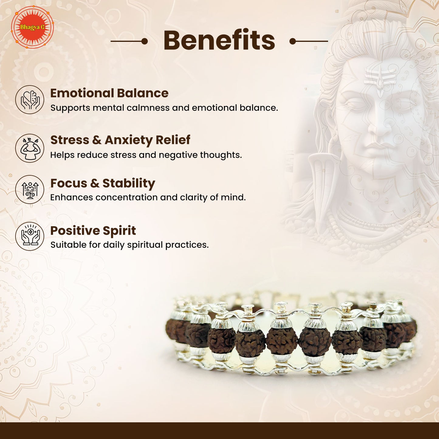 Silver Plated Rudraksha Bracelet