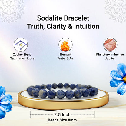 Sodalite Bracelet For Communication & Strengthening Immune System-(8mm)