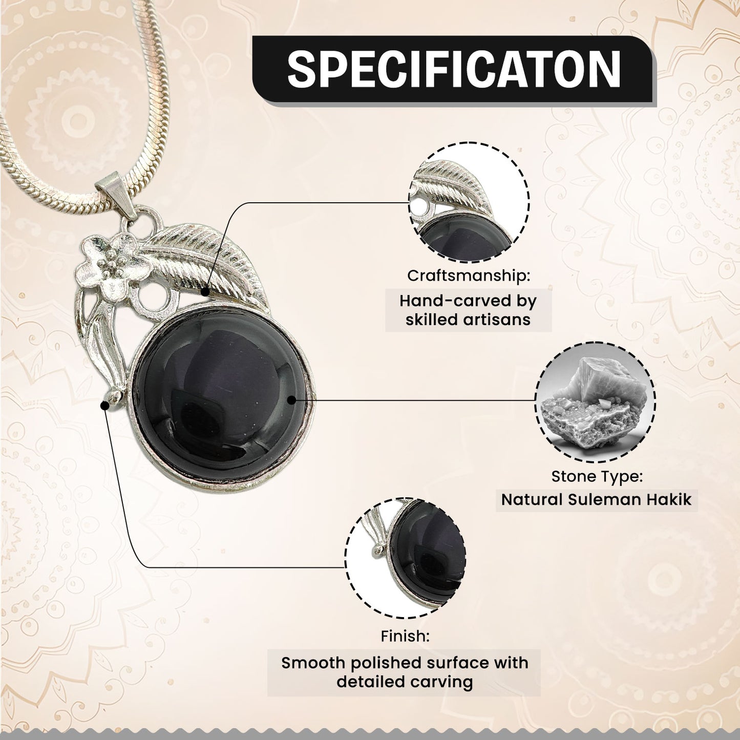 Sulemani Hakik Crystal Round Pendant