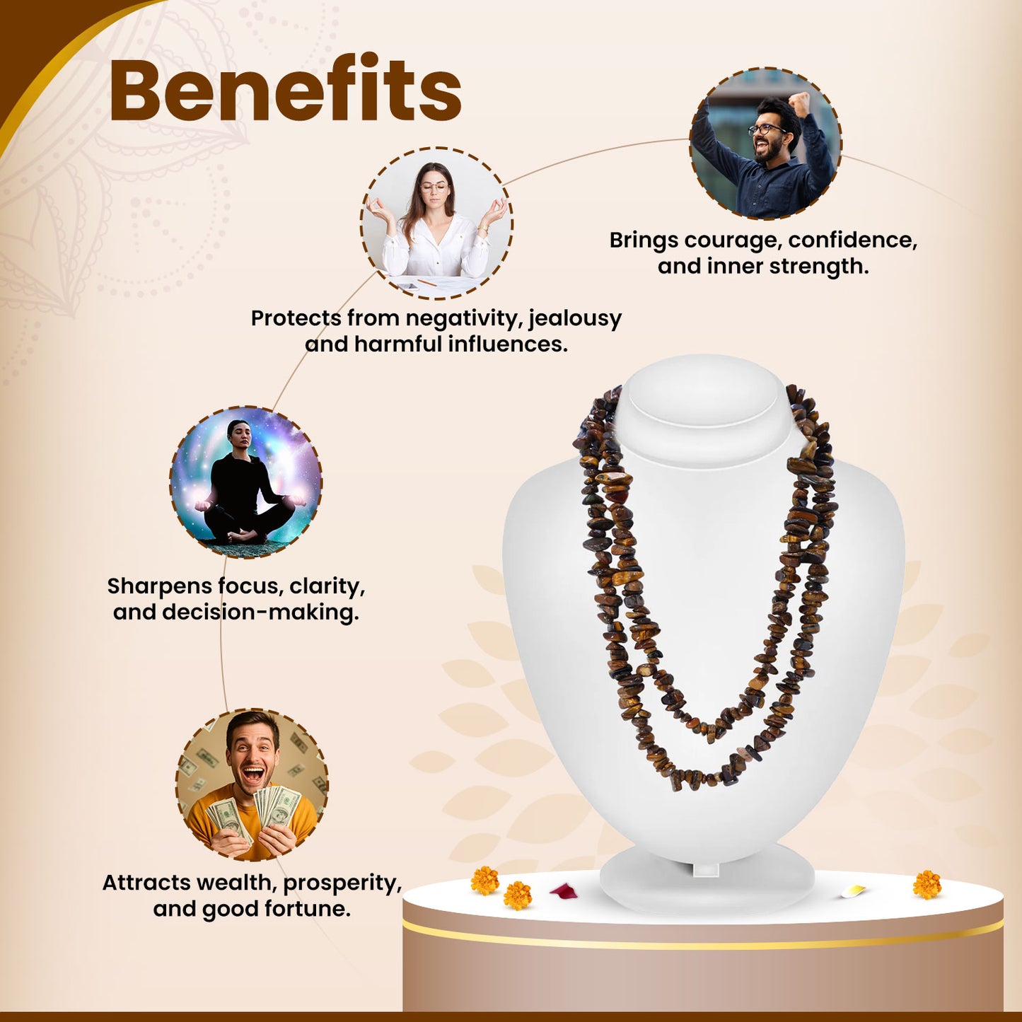 Tiger Eye Chips Mala